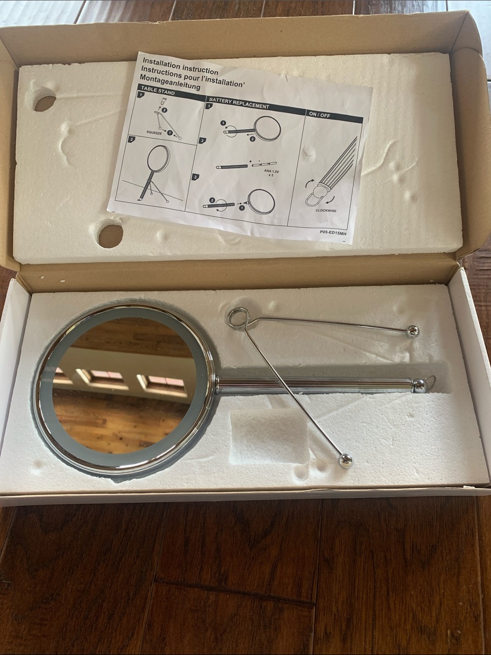 CHROME JUMBL FREESTANDING LIGHTED PORTABLE 10x MAGNIFICATION MIRROR